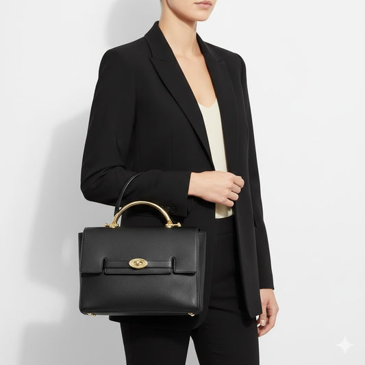 “Mulberry Black Leather Small Bayswater Shoulder Bag – Stylish Branded Luxury Handbag”