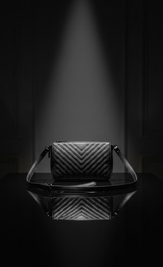 DeeZee Black Quilted Chevron Chain Crossbody Bag – Up To 70% OFF Ramzan Special